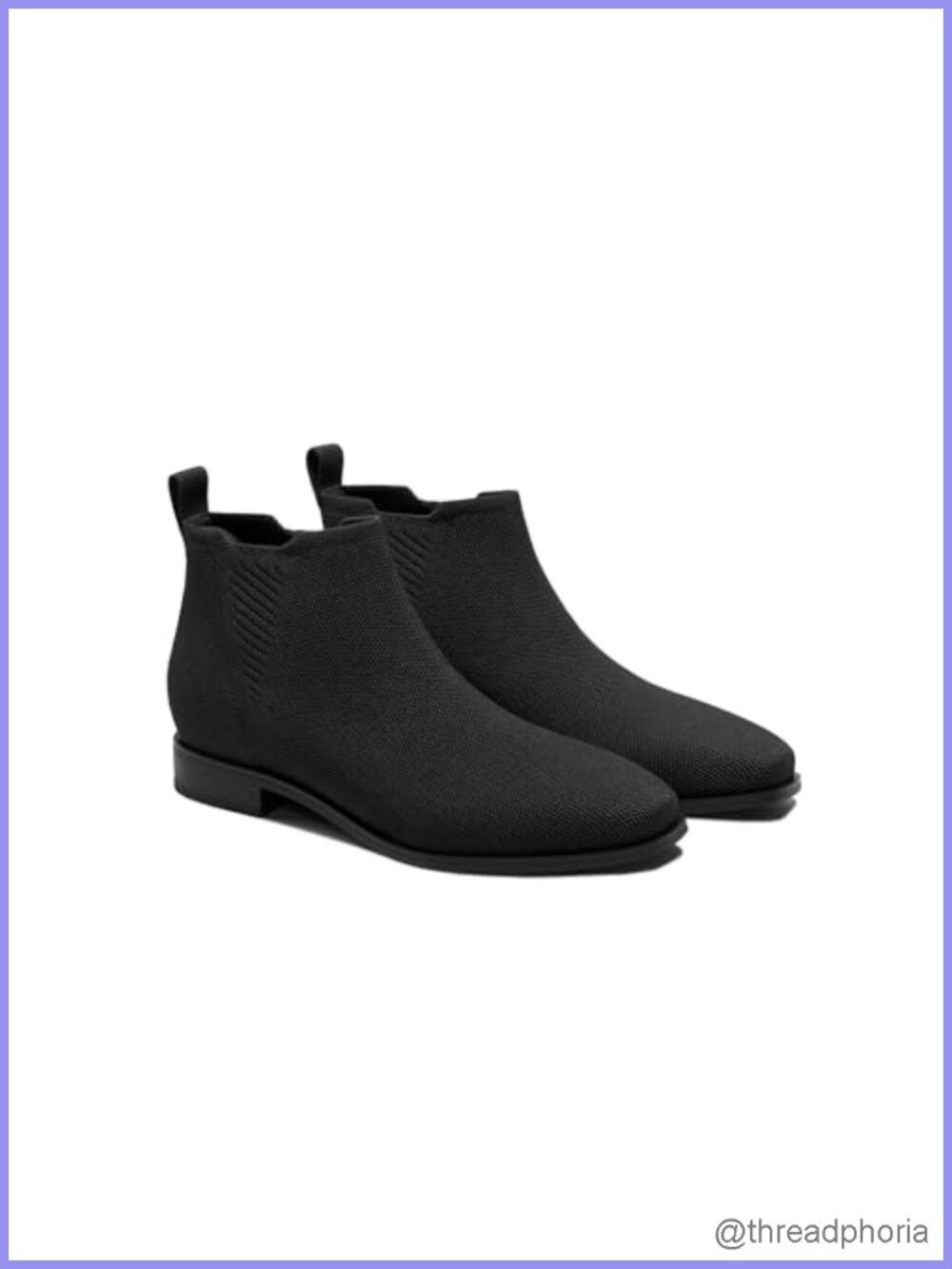 Square Toe Chelsea Ankle Boots Slip-On Water Repellent Knit Low Heel